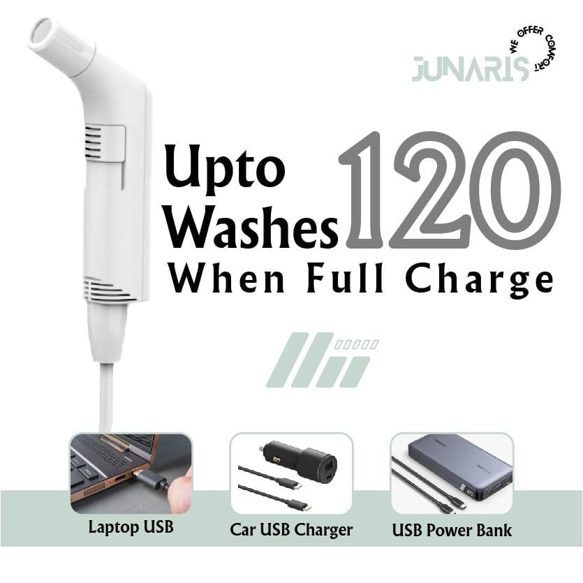 Junaris Portable Bidet For Travel Shattaf | Portable Shattaf Rechargeable Travel Camping Bidet Shower Sprayer (Plastic Bag 3.5L (Foldable), Black)