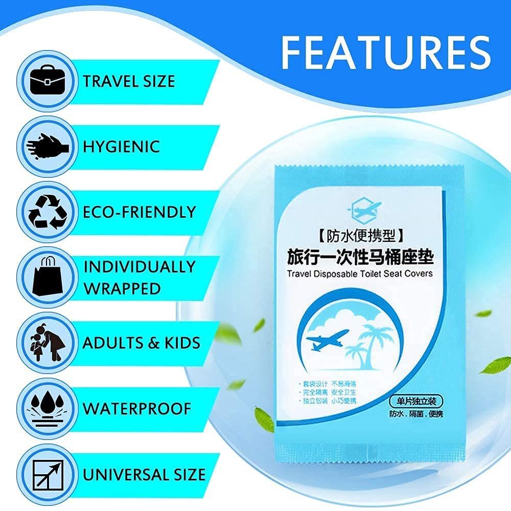 NEAGLORY 100 Pack Disposable Plastic Toilet Seat Cover Waterproof and Non Slip Individually Wrapped, for Travel, Toilet Seat Protectors for Toddler Potty Training, Pregnant Mom, Adult