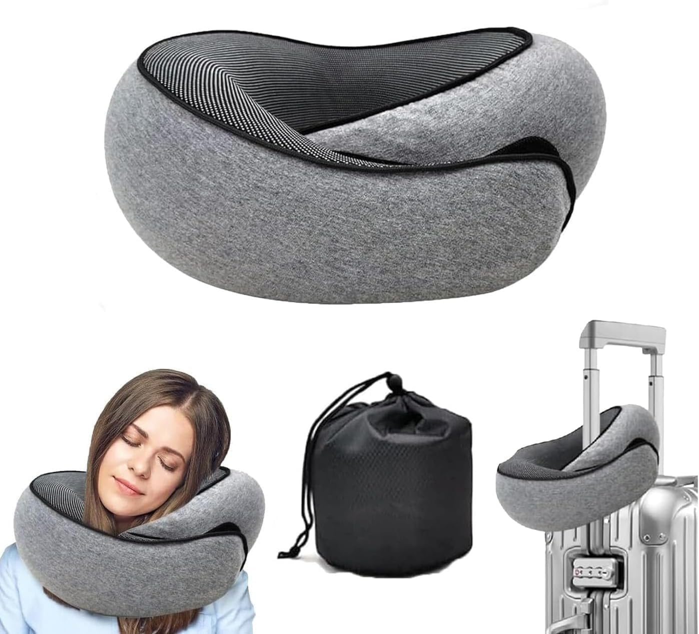 New 2024 Neck Pillow by Wershon, Wander Plus Travel Neck Pillow, Memory Foam Travel Neck Pillow for Airplanes (Dark Grey)