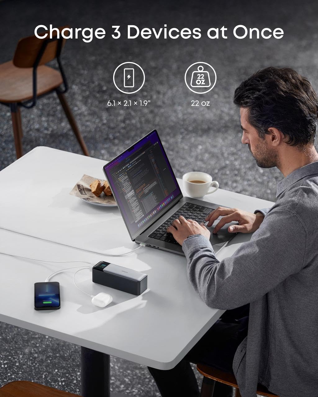 Anker 737 Power Bank (PowerCore 24K), 24,000mAh 3-Port Portable Charger with 140W Output, Smart Digital Display, Compatible with MacBook Pro/Air, iPhone 16/15/14 Series, Samsung, Huaiwei, Dell