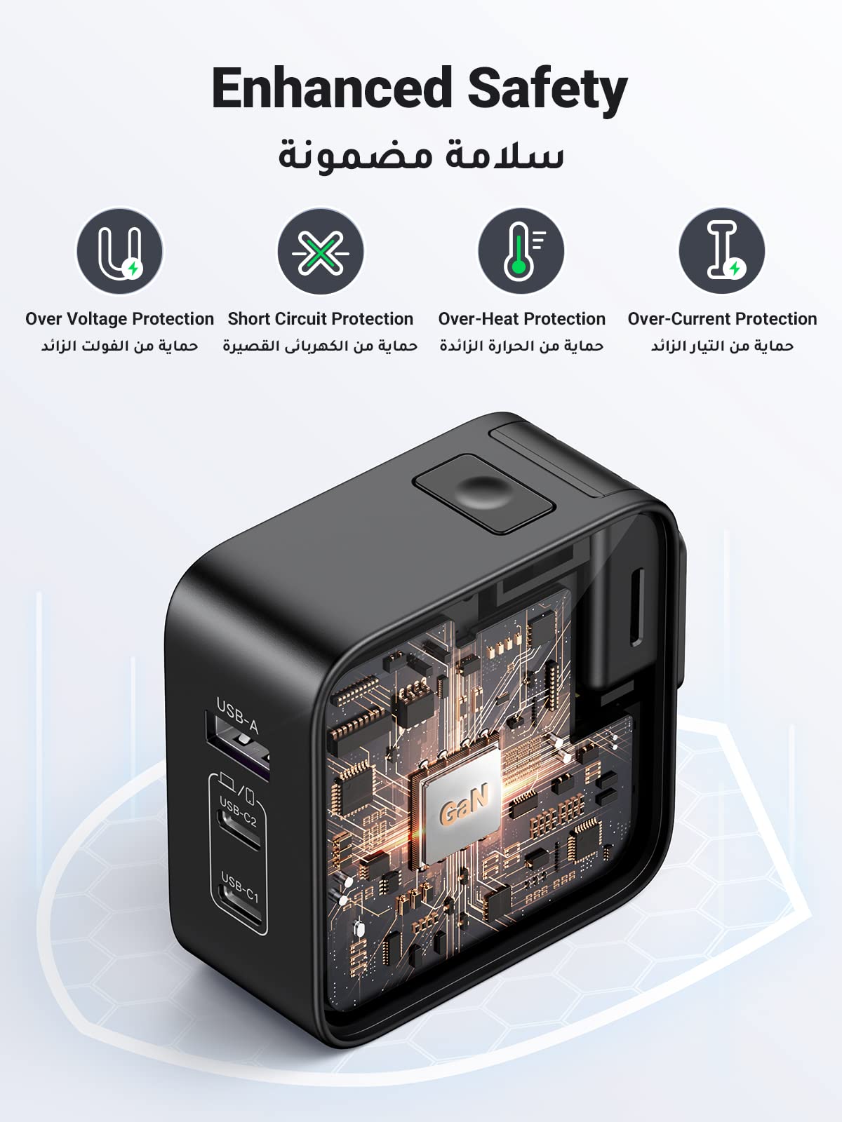 UGREEN 65W Universal Travel Adapter, US/UK/EU Plug, USB C Charger, 3 Ports, Fast Wall Charger Head Compatible with MacBook, HP, Dell, Lenovo, iPhone 16, iPad, Galaxy Tab/S25