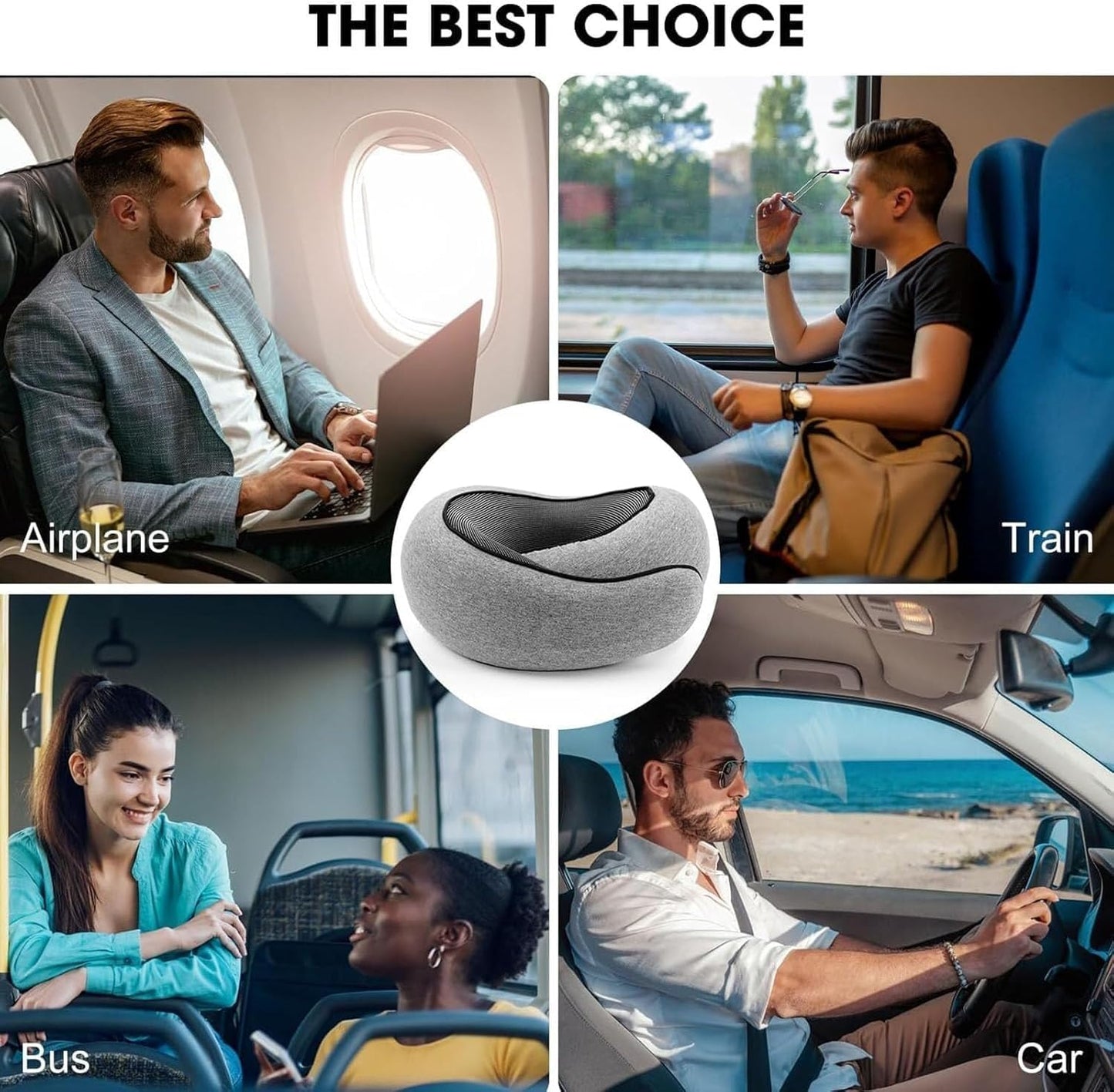 New 2024 Neck Pillow by Wershon, Wander Plus Travel Neck Pillow, Memory Foam Travel Neck Pillow for Airplanes (Dark Grey)
