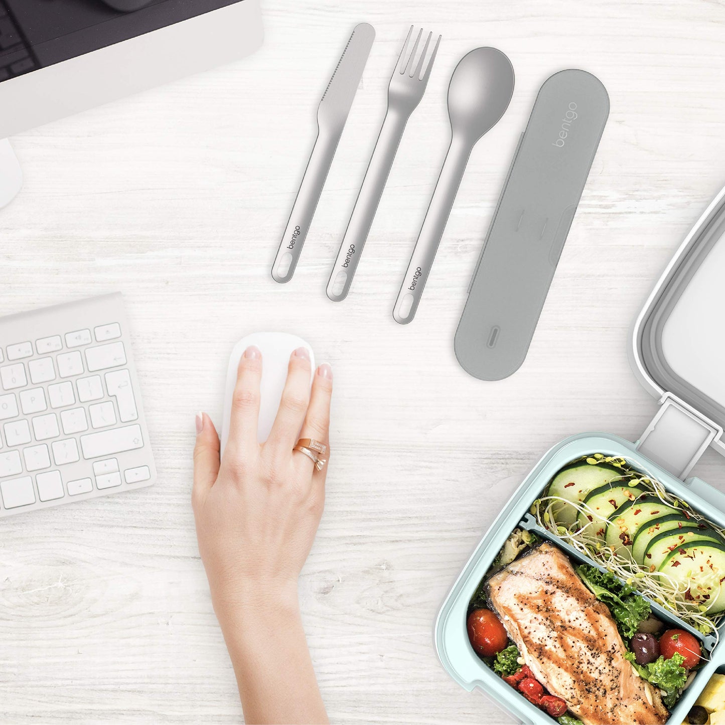 Bentgo® Stainless Steel Travel Utensil Set - 3-Piece Reusable Silverware Set with Carrying Case, Made of Premium Quality Stainless Steel, BPA-Free Case, Eco-Friendly - Perfect for Travel and Camping