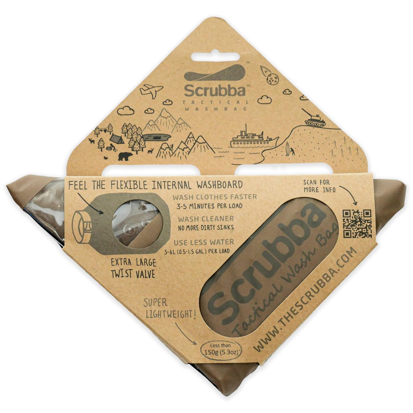 Scrubba Portable Wash Bag – Foldable Hand Washing Machine for Hotel and Travel – Light and Small Eco-friendly Camping Laundry Bag for Washing Clothes Anywhere