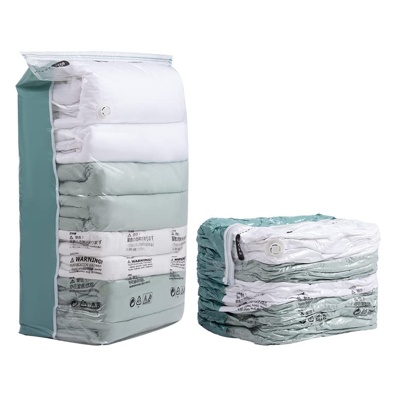 FoxCyllene 6-Pack Reusable Vacuum Compression Storage Bags Set, Sizes: 2 Jumbo Cuboid, 1XL, 1L, 1M, 1S, For Home And Travel Clothes, Quilts, Pillows