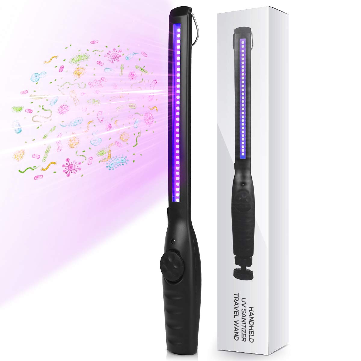 HIUPN UV Light Sanitizer, Portable UV Light Disinfection Lamp USB Rechargeable Ultraviolet Light Sanitizer for Home Hotel Travel Car UV Light Sanitizer Wand