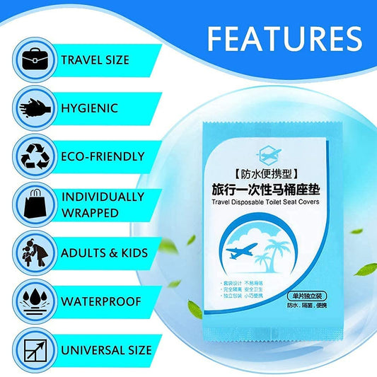 NEAGLORY 100 Pack Disposable Plastic Toilet Seat Cover Waterproof and Non Slip Individually Wrapped, for Travel, Toilet Seat Protectors for Toddler Potty Training, Pregnant Mom, Adult