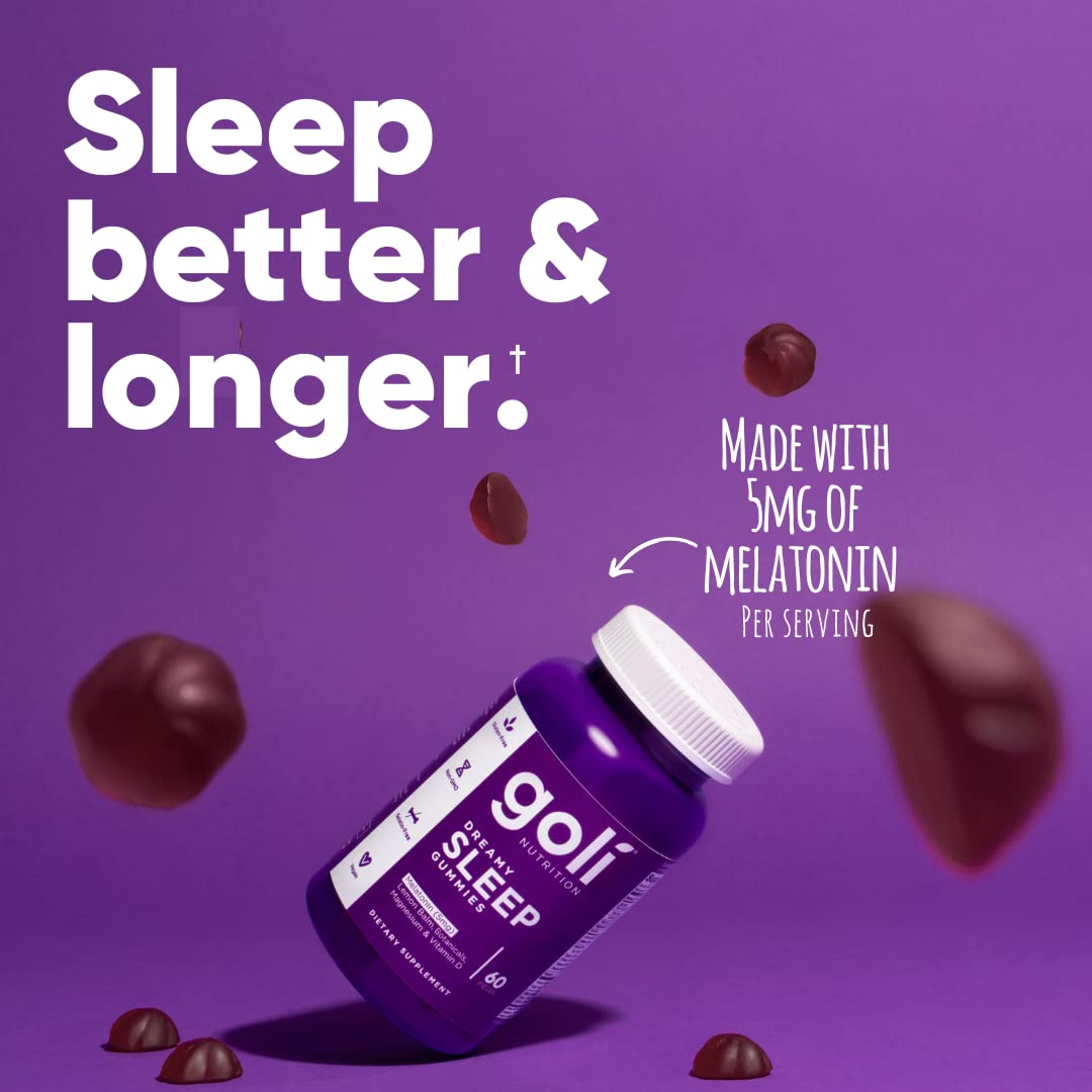 Jolly Dream Sleep Gummies - 60 Count - Melatonin, Vitamin D, Magnesium & Lemon Balm - Gelatin & Gluten Free, Vegan & Non-GMO 1