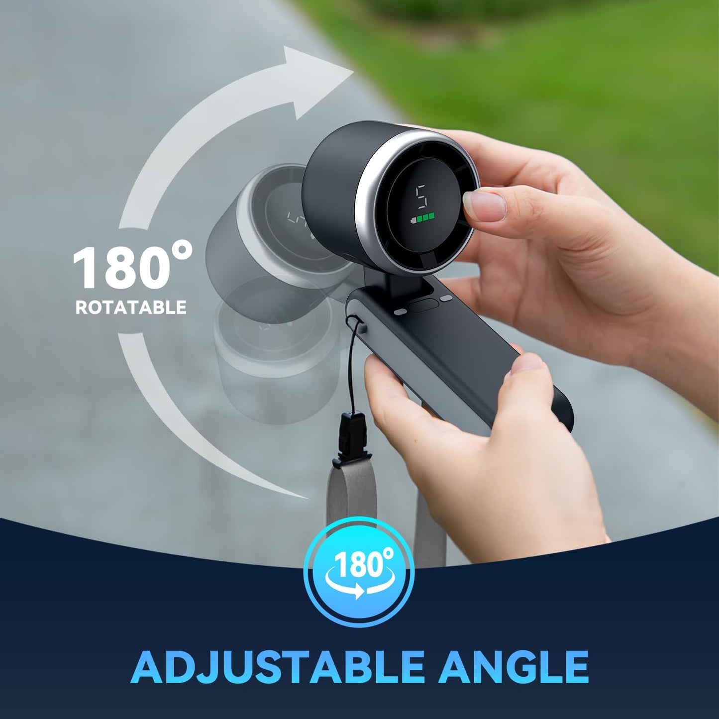 PlayHot Portable Handheld Turbo Fan, 5 Gear Wind Hand Fan, 5000mAh Battery Personal Fans Portable Rechargeable, 20 Hours Pocket Fan, 3 IN 1 Hand Held Fan, Portable Fan for Travel/Outdoor/Indoor(Black)