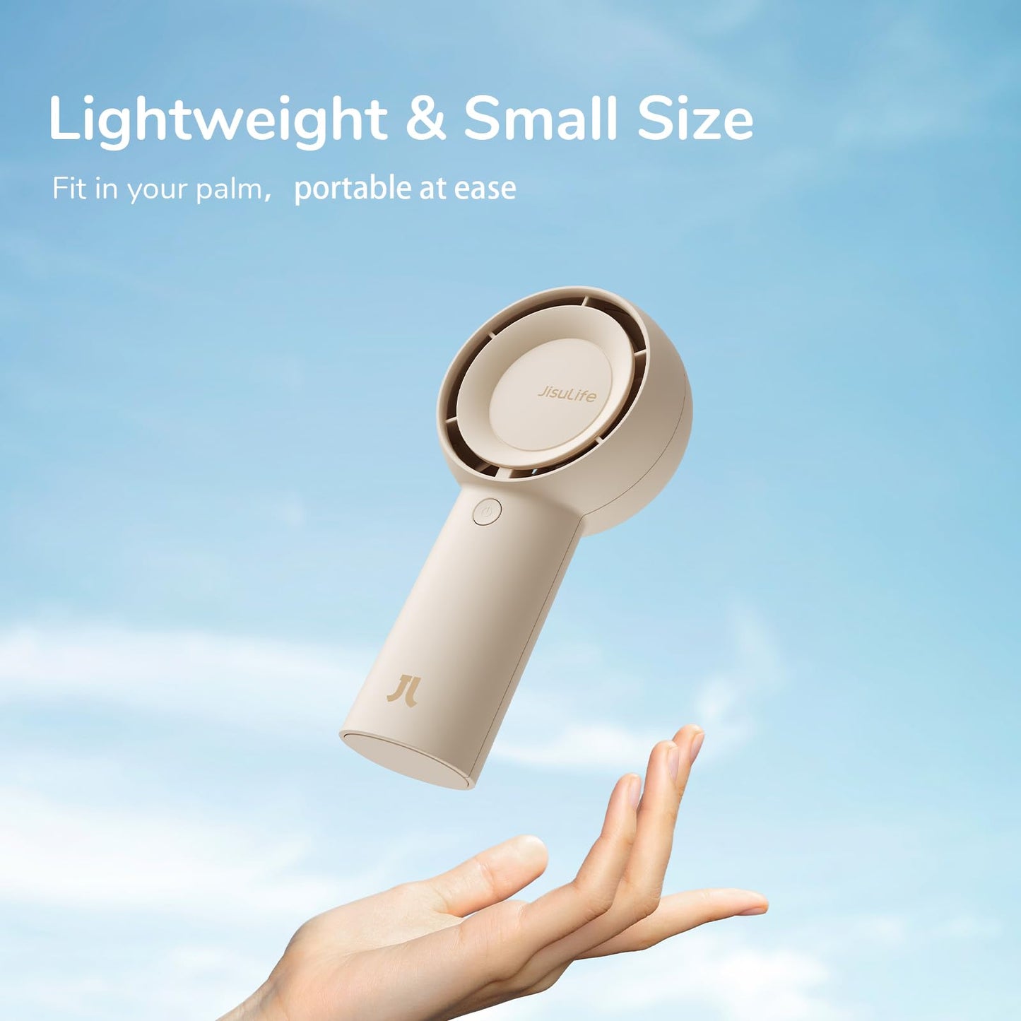 JISULIFE Handheld Turbo Fan [16H Max Cooling Time] Mini Portable, 4000mAh USB Rechargeable Personal, Battery Operated Small Pocket Fan with 5 Speeds for Travel/Outdoor/Home/Office - Brown