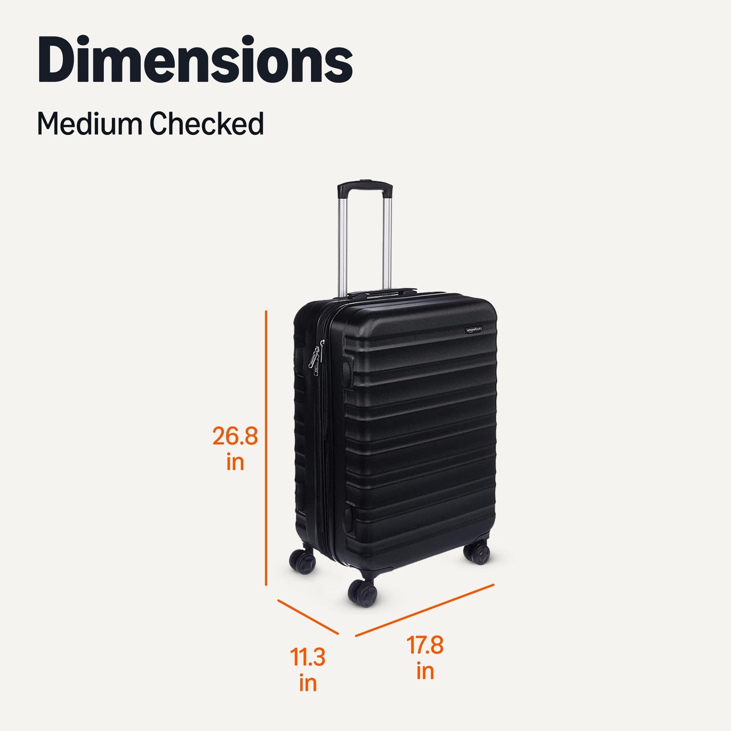 Amazon Basics Hardside Spinner Luggage - 26 Inch (68cm), Material: ABS, Black