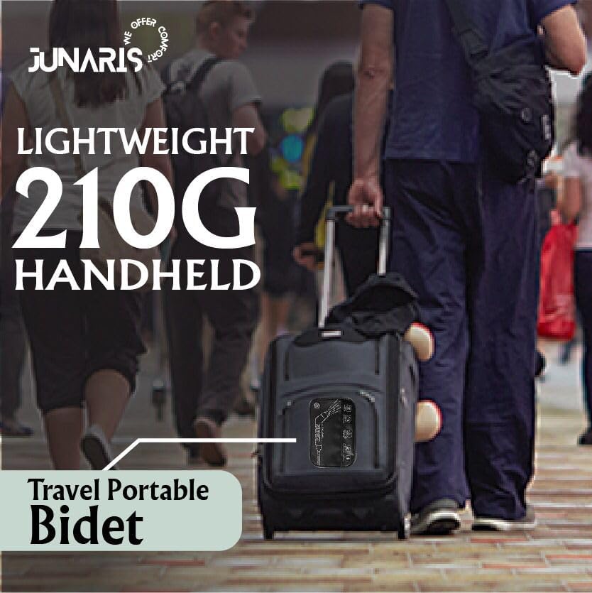 Junaris Portable Bidet For Travel Shattaf | Portable Shattaf Rechargeable Travel Camping Bidet Shower Sprayer (Plastic Bag 3.5L (Foldable), Black)