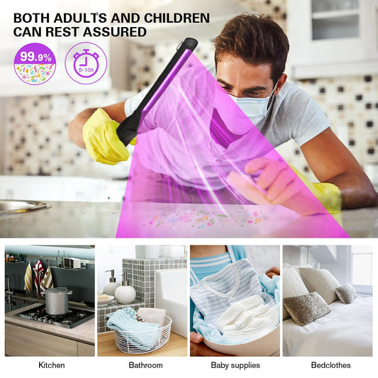HIUPN UV Light Sanitizer, Portable UV Light Disinfection Lamp USB Rechargeable Ultraviolet Light Sanitizer for Home Hotel Travel Car UV Light Sanitizer Wand