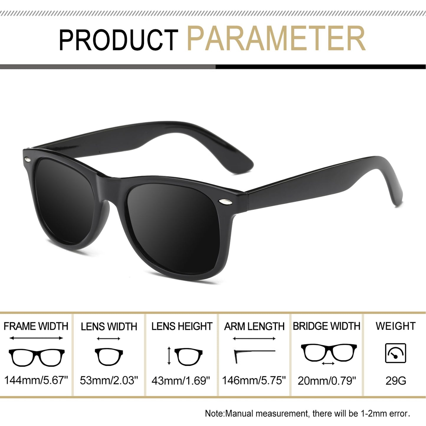 JOBIN Square Polarized Sunglasses UV Protection Fashion Classic for Men and Women