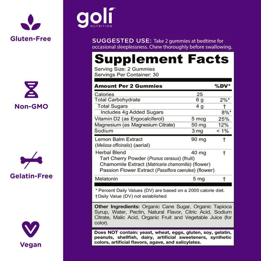 Jolly Dream Sleep Gummies - 60 Count - Melatonin, Vitamin D, Magnesium & Lemon Balm - Gelatin & Gluten Free, Vegan & Non-GMO 1