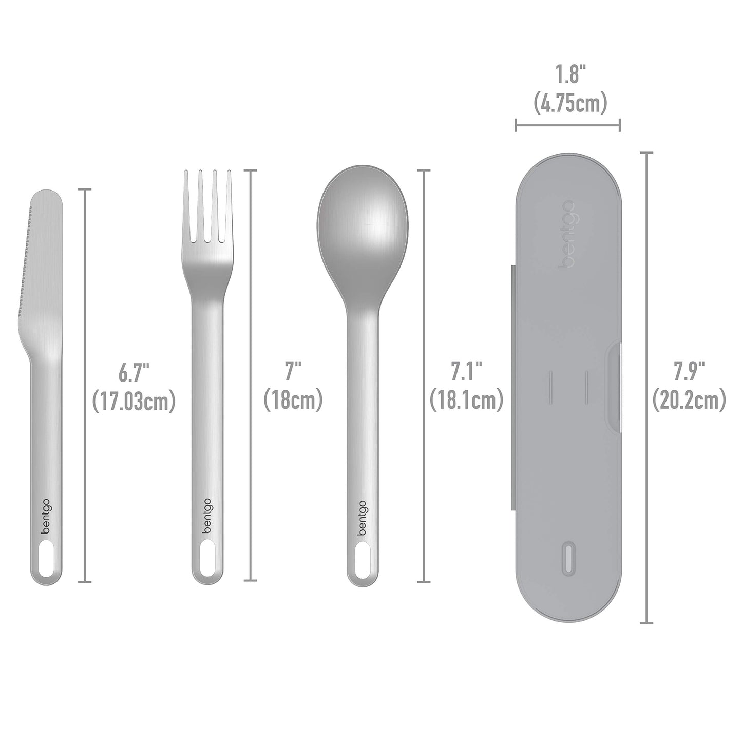 Bentgo® Stainless Steel Travel Utensil Set - 3-Piece Reusable Silverware Set with Carrying Case, Made of Premium Quality Stainless Steel, BPA-Free Case, Eco-Friendly - Perfect for Travel and Camping
