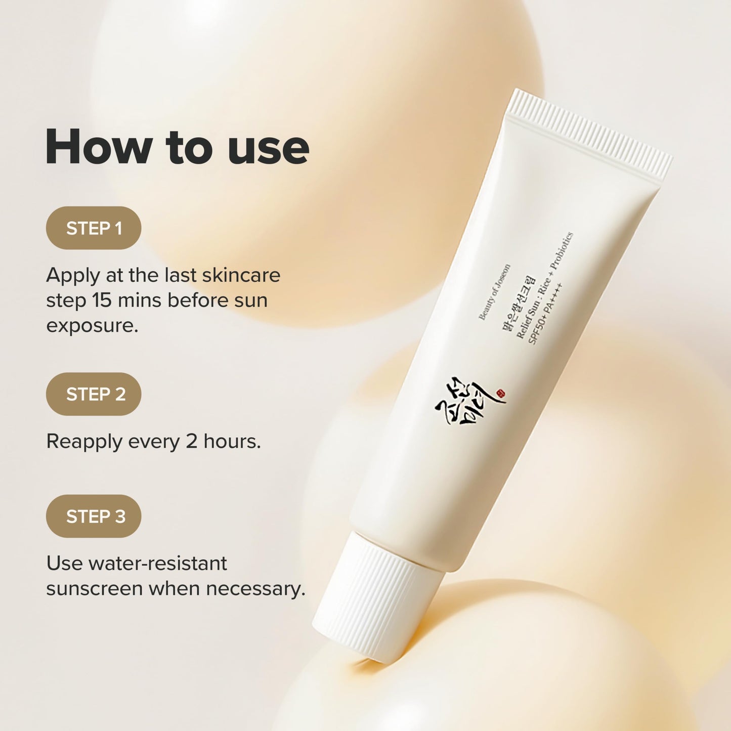 Beauty of Joseon Korean Face Sunscreen Relief Sun Rice Probiotic SPF 50+ PA++++ for Face for Men and Women Skin Care 50ml