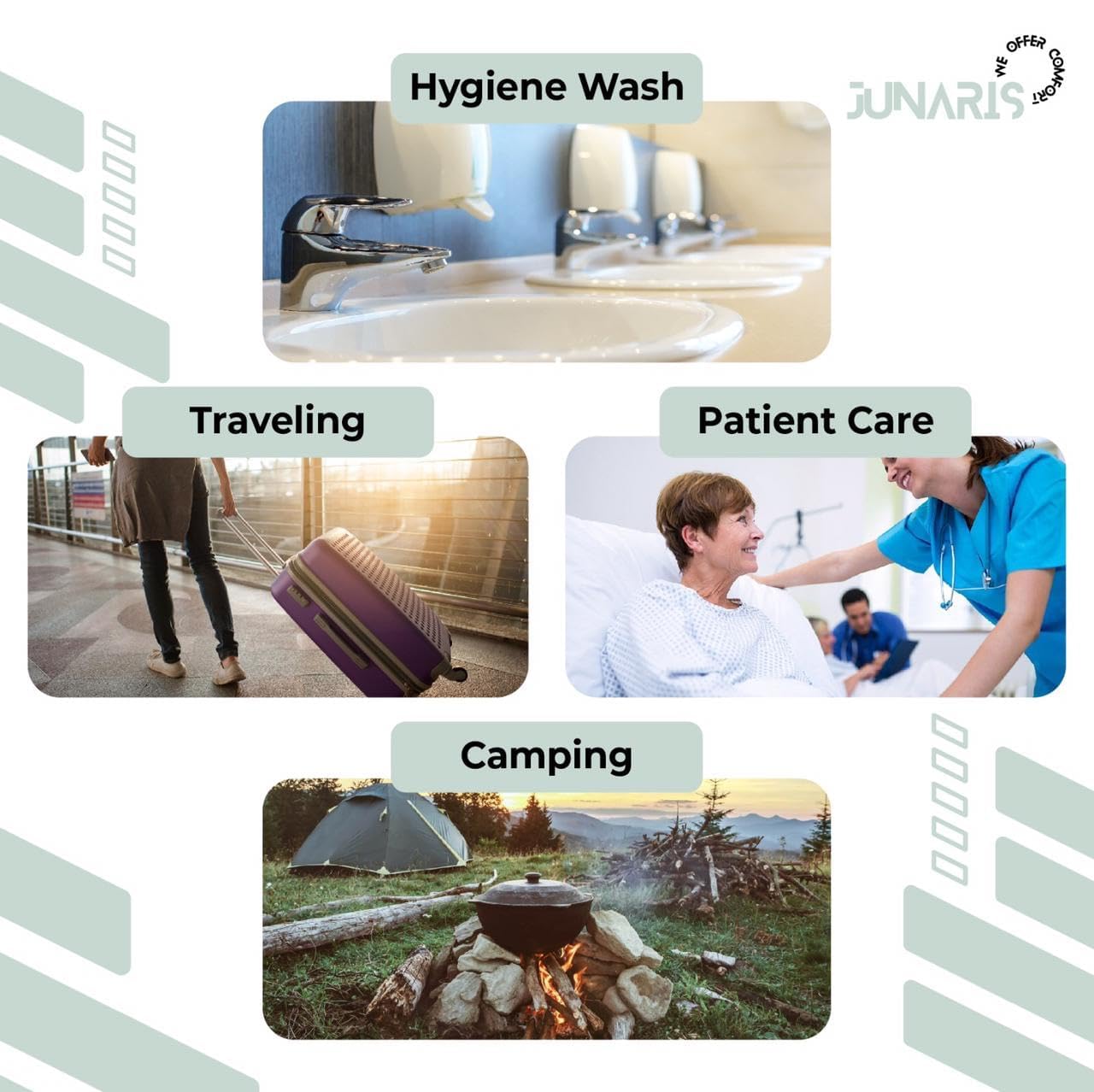Junaris Portable Bidet For Travel Shattaf | Portable Shattaf Rechargeable Travel Camping Bidet Shower Sprayer (Plastic Bag 3.5L (Foldable), Black)