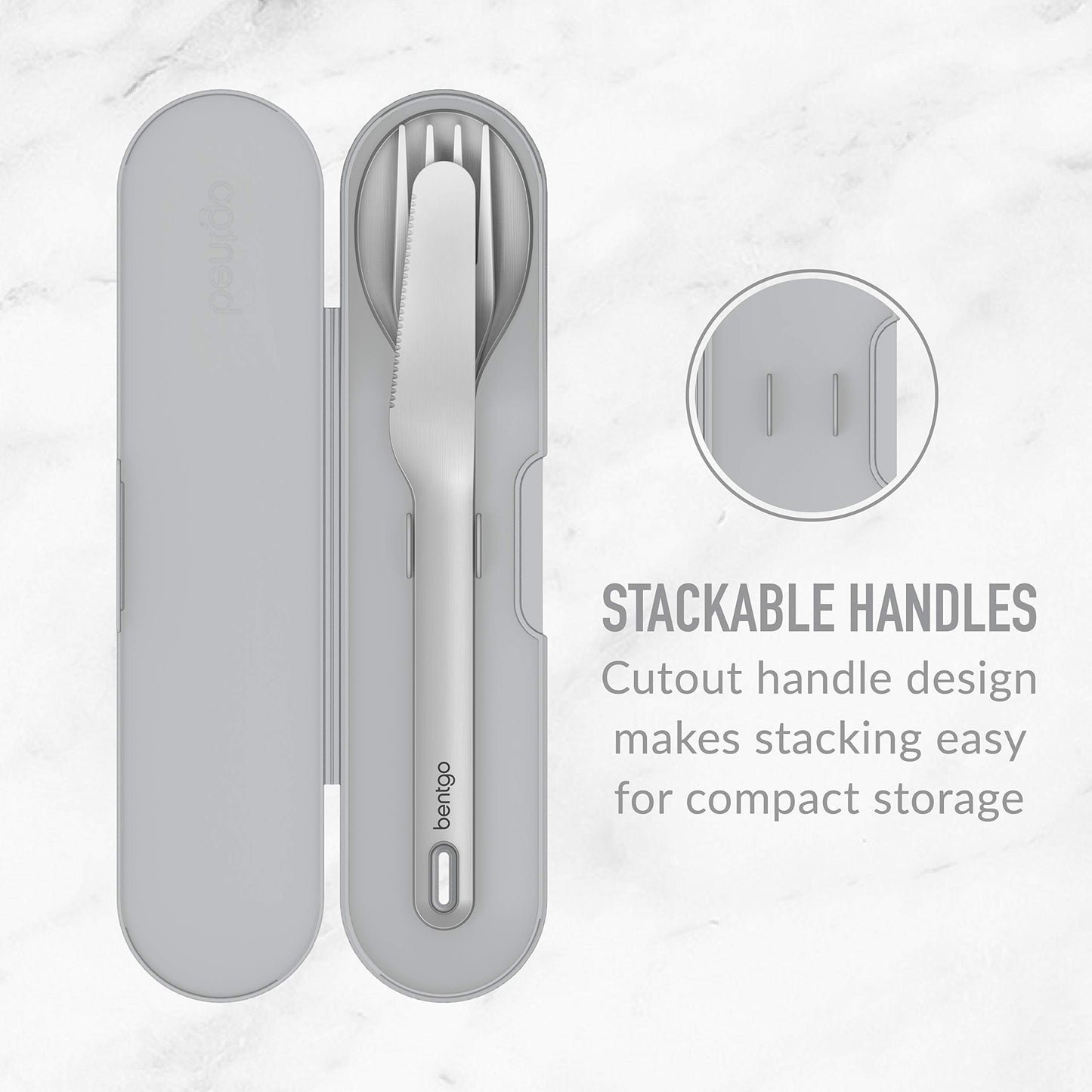 Bentgo® Stainless Steel Travel Utensil Set - 3-Piece Reusable Silverware Set with Carrying Case, Made of Premium Quality Stainless Steel, BPA-Free Case, Eco-Friendly - Perfect for Travel and Camping