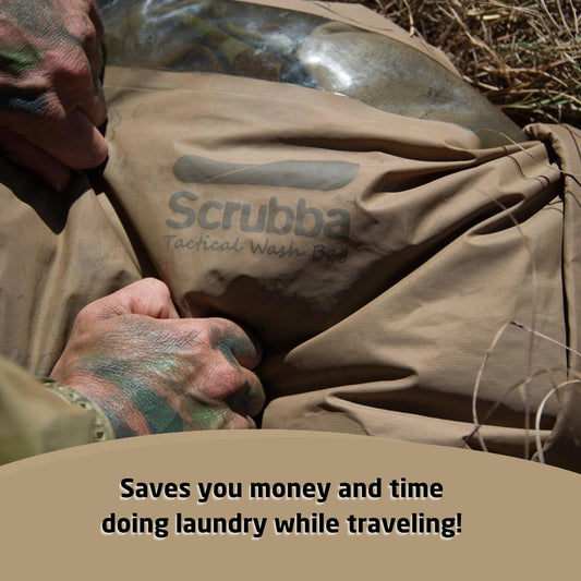 Scrubba Portable Wash Bag – Foldable Hand Washing Machine for Hotel and Travel – Light and Small Eco-friendly Camping Laundry Bag for Washing Clothes Anywhere