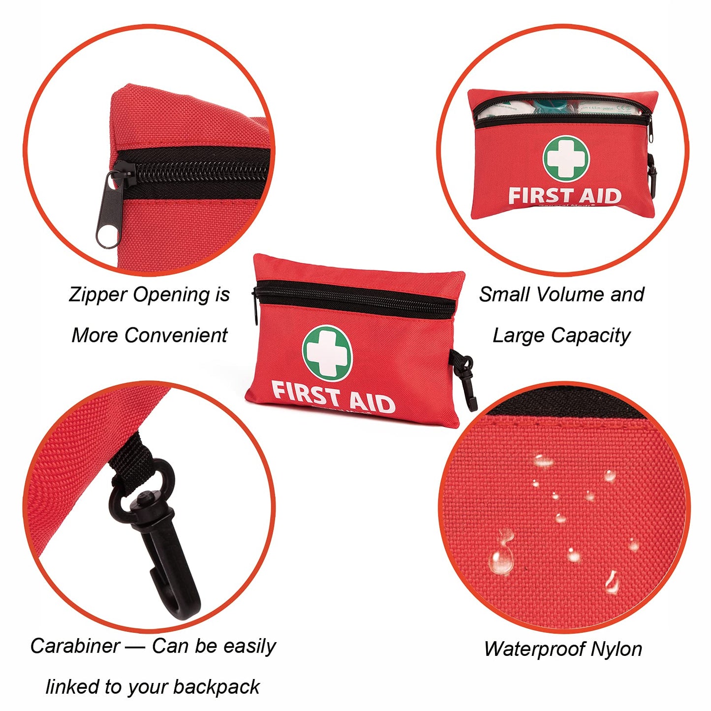 General Medi 110 Piece Mini First Aid Kit - Includes Emergency Foil Blanket and Scissors for Travel, Home, Office, Car, Camping, Workplace, Outdoors (Red)