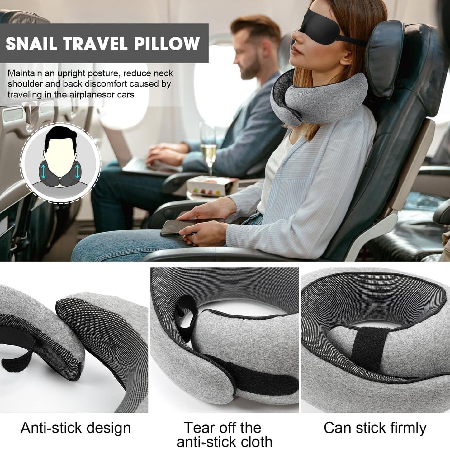 New 2024 Neck Pillow by Wershon, Wander Plus Travel Neck Pillow, Memory Foam Travel Neck Pillow for Airplanes (Dark Grey)