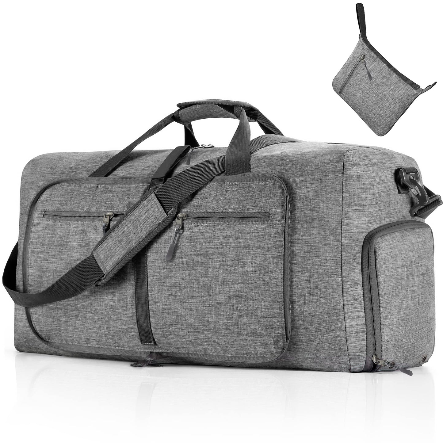 Foam Gom Foam Unisex Canvas Duffle Bag, Travel Duffle Bag, Foldable with Shoe Pocket, Overnight Bag, Water and Tear Resistant